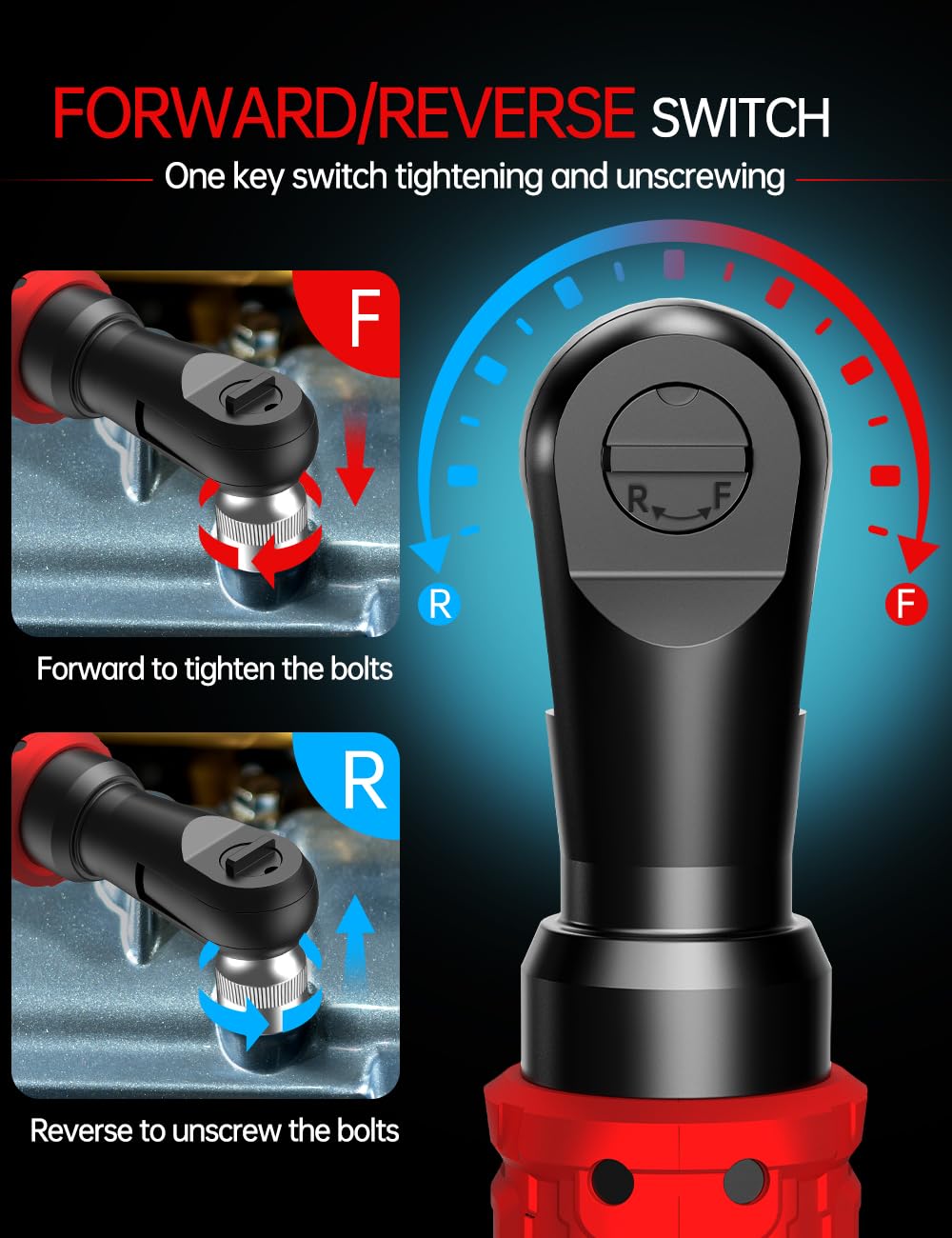 3/8 Inch Cordless Ratchet Wrench, for Milwaukee M18 Battery, 88Ft-Lbs, 0-400RPM, Electric Ratchet Wrench Set with Variable Speed Trigger, Reinforced Head, R&F Switch, 7 Sockets, 3/8" to 1/4" Adapter