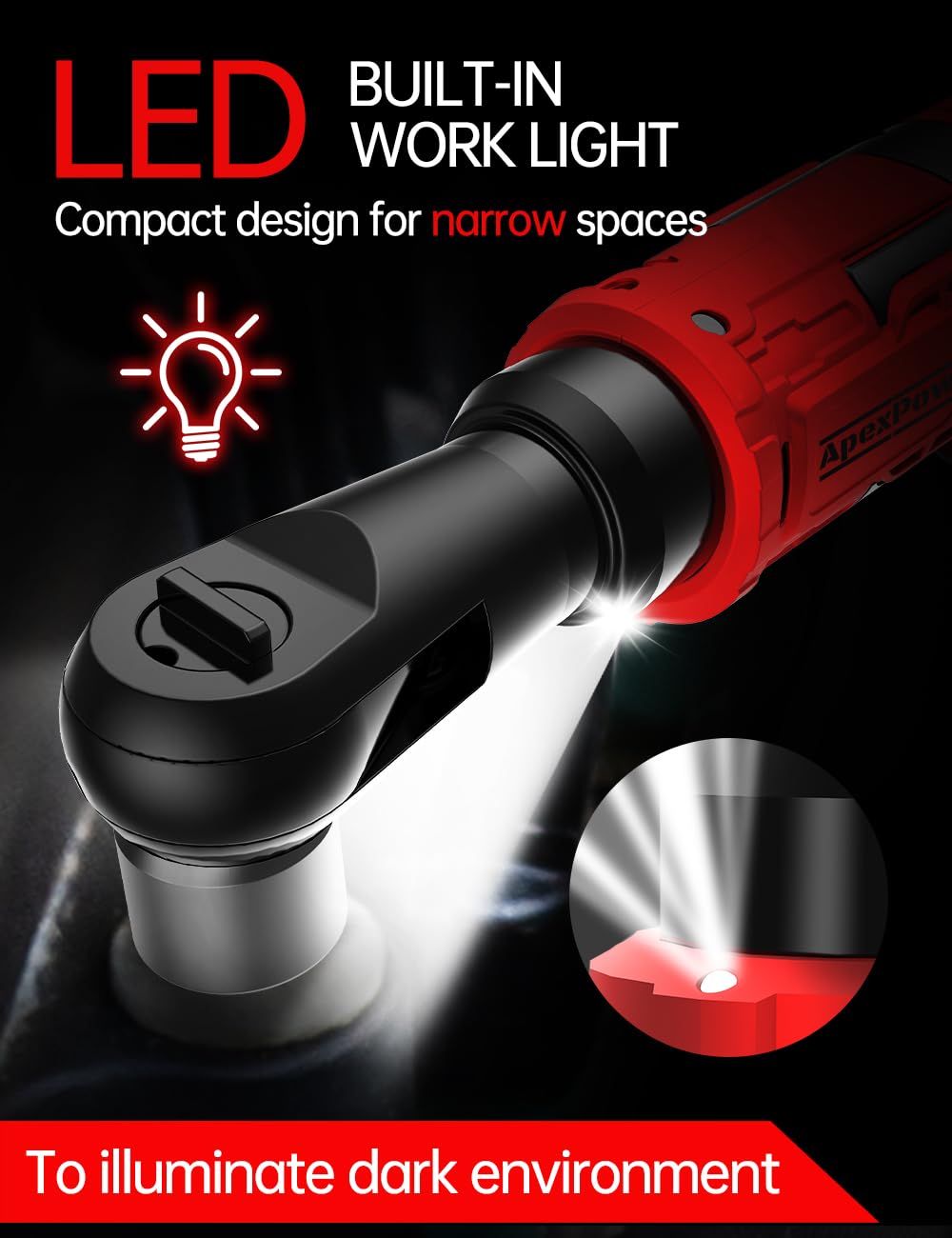 3/8 Inch Cordless Ratchet Wrench, for Milwaukee M18 Battery, 88Ft-Lbs, 0-400RPM, Electric Ratchet Wrench Set with Variable Speed Trigger, Reinforced Head, R&F Switch, 7 Sockets, 3/8" to 1/4" Adapter