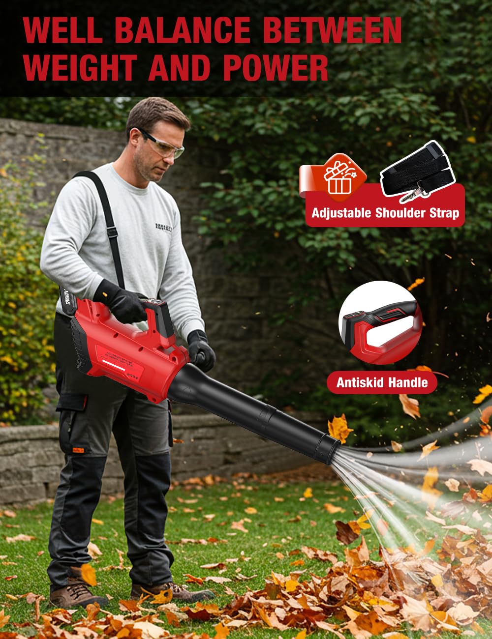 Leaf Blower Cordless for Milwaukee M18 Battery, 650CFM/160MPH 26000RPM Brushless Motor w/Turbo Mode & 4 Adjustable Speed, Lock-On Switch, Electric Leaf Blower for Lawn Care, Yard, Blowing Leaves